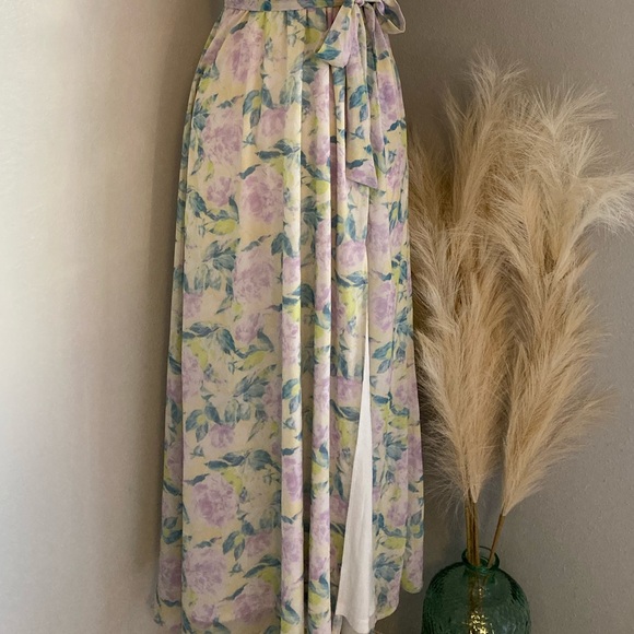 ❤️ Lulus Effortlessly Abloom Green Multi Floral Ruched Halter Midi Dress - Picture 6 of 16